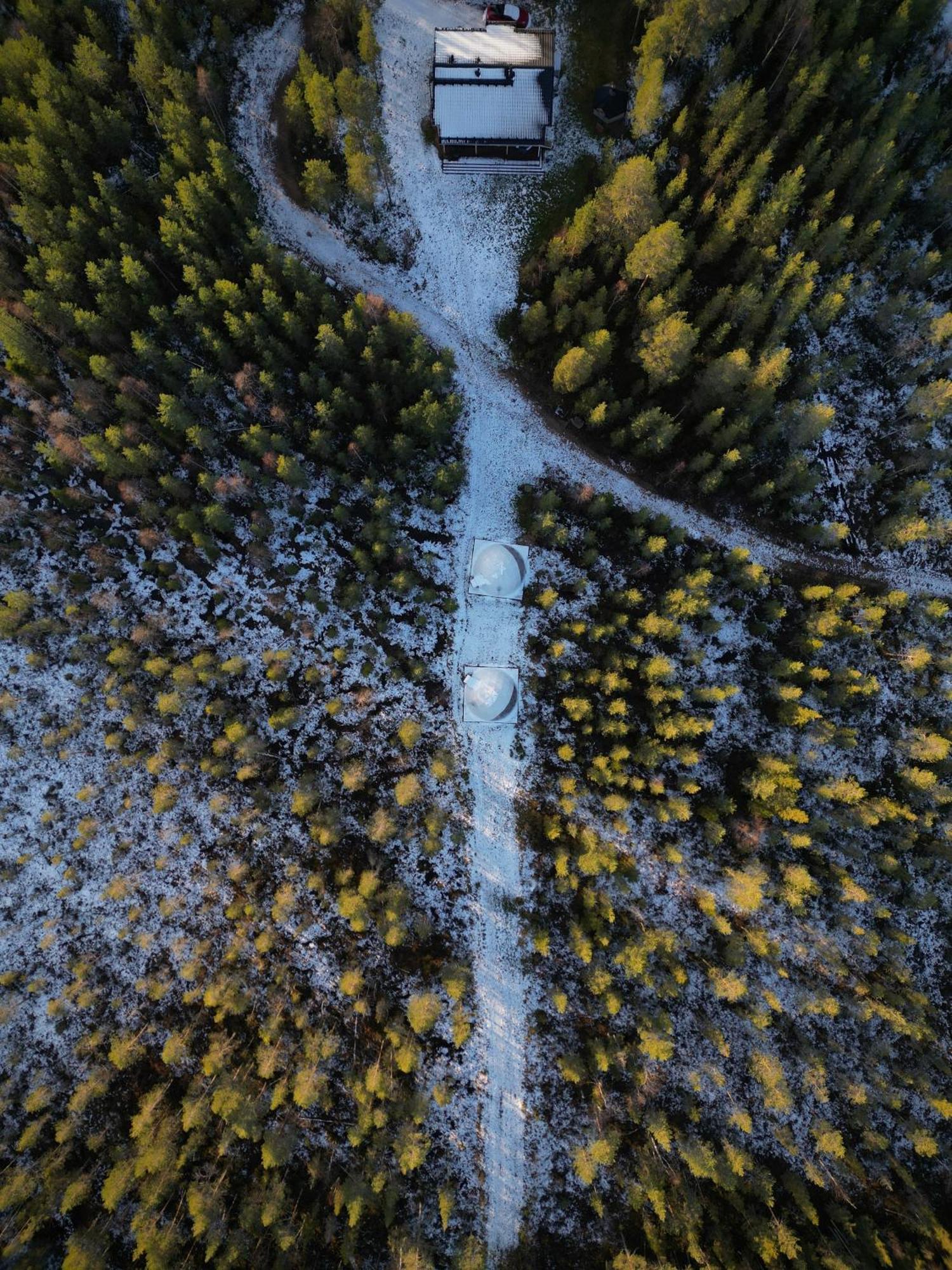 Aurora Igloo Fireplace-Heated Tents In A Secret Forest With Private Jacuzzi And Shared Sauna Bathroom And Dog Friendly Rovaniemi Bagian luar foto